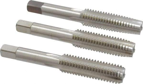 Cleveland - 1/2-13 UNC, 4 Flute, Bottoming, Plug & Taper, Bright Finish, High Speed Steel Tap Set - Right Hand Cut, 3-3/8" OAL, 0.94" Thread Length - Americas Industrial Supply