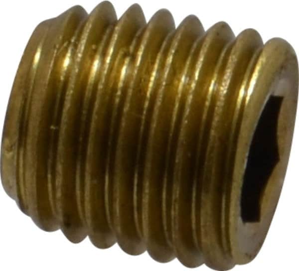 Made in USA - 1/16-27, 5/16" OAL, Brass Socket Pressure Plug - 3/4" Taper per Foot, 5/32" Hex Key - Americas Industrial Supply