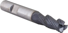 SGS - 10mm Diam, Coarse Pitch, 22mm LOC, 3 Flute Solid Carbide 1.52mm Corner Radius Roughing End Mill - AlTiN Finish, 72mm OAL, 10mm Shank Diam, Single End, Centercutting, 40° Helix - Americas Industrial Supply