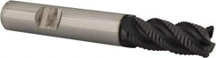 SGS - 12mm Diam, Coarse Pitch, 26mm LOC, 4 Flute Solid Carbide 1.52mm Corner Radius Roughing End Mill - AlTiN Finish, 83mm OAL, 12mm Shank Diam, Single End, Centercutting, 40° Helix - Americas Industrial Supply