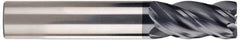 SGS - 9/16", 4 Flute, Single End, Solid Carbide, 0.03" Corner Radius End Mill - 3-1/2" OAL, Right Hand Flute, 1-1/8" LOC, Right Hand Cut - Americas Industrial Supply