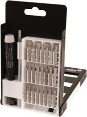 Wiha - 27 Piece, 4mm Drive Screwdriver Micro Bit Set - #000 to #1 Phillips, 0.7 to 4mm Hex, T3 to T15 Torx, 1.5, 2, 3 & 4mm Slotted - Americas Industrial Supply