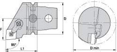 Kennametal - Left Hand Cut, Size KM63, CN.. Insert Compatiblity, Internal Modular Turning & Profiling Cutting Unit Head - 43mm Ctr to Cutting Edge, 60mm Head Length, Through Coolant, Series Kenloc - Americas Industrial Supply