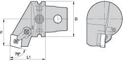 Kennametal - Right Hand Cut, Size KM63, CN.. Insert Compatiblity, External Modular Turning & Profiling Cutting Unit Head - 38mm Ctr to Cutting Edge, 60mm Head Length, Through Coolant, Series Kenloc - Americas Industrial Supply
