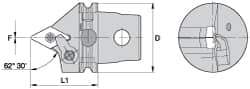 Kennametal - Neutral Cut, Size KM63, DN.. Insert Compatiblity, External Modular Turning & Profiling Cutting Unit Head - 60mm Head Length, Through Coolant, Series Kenloc - Americas Industrial Supply