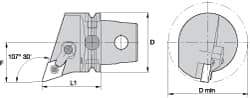 Kennametal - Right Hand Cut, Size KM63, DN.. Insert Compatiblity, Internal Modular Turning & Profiling Cutting Unit Head - 43mm Ctr to Cutting Edge, 60mm Head Length, Through Coolant, Series Kenloc - Americas Industrial Supply