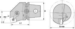 Kennametal - Left Hand Cut, Size KM63, SN.. Insert Compatiblity, Internal Modular Turning & Profiling Cutting Unit Head - 43mm Ctr to Cutting Edge, 60mm Head Length, Through Coolant, Series Kenloc - Americas Industrial Supply