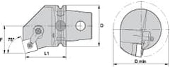 Kennametal - Left Hand Cut, Size KM63, SN.. Insert Compatiblity, Internal Modular Turning & Profiling Cutting Unit Head - 43mm Ctr to Cutting Edge, 60mm Head Length, Through Coolant, Series Kenloc - Americas Industrial Supply