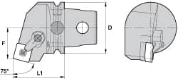 Kennametal - Right Hand Cut, Size KM63, SN.. Insert Compatiblity, External Modular Turning & Profiling Cutting Unit Head - 38mm Ctr to Cutting Edge, 60mm Head Length, Through Coolant, Series Kenloc - Americas Industrial Supply