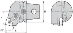 Kennametal - Left Hand Cut, Size KM63, SN.. Insert Compatiblity, External Modular Turning & Profiling Cutting Unit Head - 38mm Ctr to Cutting Edge, 60mm Head Length, Through Coolant, Series Kenloc - Americas Industrial Supply