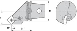 Kennametal - Left Hand Cut, Size KM63, SN.. Insert Compatiblity, Internal Modular Turning & Profiling Cutting Unit Head - 43mm Ctr to Cutting Edge, 70mm Head Length, Through Coolant, Series Kenloc - Americas Industrial Supply