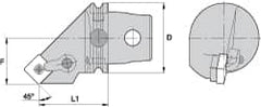 Kennametal - Right Hand Cut, Size KM63, SN.. Insert Compatiblity, Internal Modular Turning & Profiling Cutting Unit Head - 43mm Ctr to Cutting Edge, 70mm Head Length, Through Coolant, Series Kenloc - Americas Industrial Supply