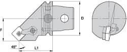 Kennametal - Left Hand Cut, Size KM63, SN.. Insert Compatiblity, External Modular Turning & Profiling Cutting Unit Head - 43mm Ctr to Cutting Edge, 68mm Head Length, Through Coolant, Series Kenloc - Americas Industrial Supply
