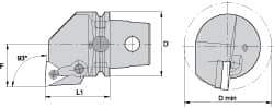 Kennametal - Left Hand Cut, Size KM63, TN.. Insert Compatiblity, Internal Modular Turning & Profiling Cutting Unit Head - 43mm Ctr to Cutting Edge, 60mm Head Length, Through Coolant, Series Kenloc - Americas Industrial Supply