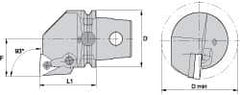 Kennametal - Right Hand Cut, Size KM63, TN.. Insert Compatiblity, Internal Modular Turning & Profiling Cutting Unit Head - 43mm Ctr to Cutting Edge, 60mm Head Length, Through Coolant, Series Kenloc - Americas Industrial Supply