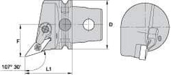 Kennametal - Left Hand Cut, Size KM63, VN.. Insert Compatiblity, External Modular Turning & Profiling Cutting Unit Head - 43mm Ctr to Cutting Edge, 60mm Head Length, Through Coolant, Series Kenloc - Americas Industrial Supply