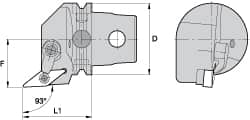 Kennametal - Left Hand Cut, Size KM63, VN.. Insert Compatiblity, External Modular Turning & Profiling Cutting Unit Head - 43mm Ctr to Cutting Edge, 60mm Head Length, Through Coolant, Series Kenloc - Americas Industrial Supply