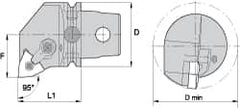 Kennametal - Left Hand Cut, Size KM63, WN.. Insert Compatiblity, Internal Modular Turning & Profiling Cutting Unit Head - 43mm Ctr to Cutting Edge, 60mm Head Length, Through Coolant, Series Kenloc - Americas Industrial Supply