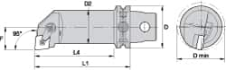 Kennametal - Left Hand Cut, 50mm Min Bore Diam, Size KM63 Steel Modular Boring Cutting Unit Head - 4.6063" Max Bore Depth, Through Coolant, Compatible with CN.. - Americas Industrial Supply