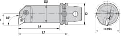 Kennametal - Right Hand Cut, 50mm Min Bore Diam, Size KM63 Steel Modular Boring Cutting Unit Head - 4.6063" Max Bore Depth, Through Coolant, Compatible with DN.. - Americas Industrial Supply