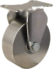Hamilton - 4" Diam x 1-3/8" Wide x 5-1/8" OAH Top Plate Mount Rigid Caster - Forged Steel, 325 Lb Capacity, Stainless Steel Precision Ball Bearing, 2-3/8 x 3-5/8" Plate - Americas Industrial Supply