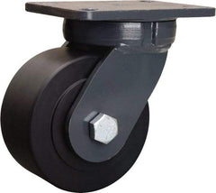 Hamilton - 6" Diam x 3" Wide x 8" OAH Top Plate Mount Swivel Caster - Nylon, 5,400 Lb Capacity, Precision Ball Bearing, 5-1/4 x 7-1/4" Plate - Americas Industrial Supply