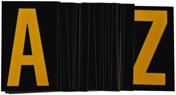 Made in USA - Letter Label - Legend: A-Z, English, Yellow & Black - Americas Industrial Supply