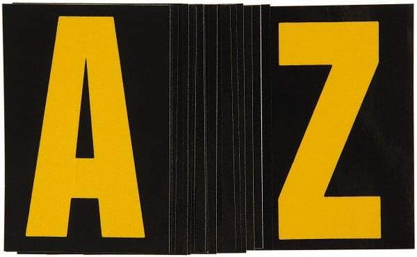 Made in USA - Letter Label - Legend: A-Z, English, Yellow & Black - Americas Industrial Supply
