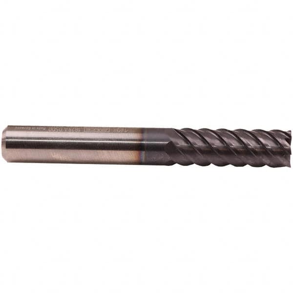 Emuge - 10mm Diam, 30mm LOC, 6 Flute Solid Carbide Roughing & Finishing End Mill - TiAlN Finish, 80mm OAL, 10mm Shank Diam, Cylindrical Shank, 50° Helix, Extra Long Length - Americas Industrial Supply
