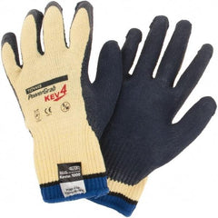 PIP - Size M, ANSI Cut Lvl A3, Cut Resistant Gloves - Palm & Fingers Coated, Yellow/Blue - Americas Industrial Supply