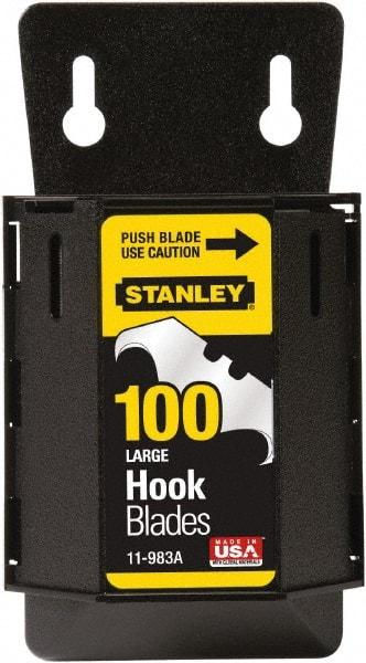 Stanley - 100 Piece High Carbon Steel Hook Blade - 48mm OAL, 1-7/8" Blade Length, 0.024" Blade Thickness - Americas Industrial Supply