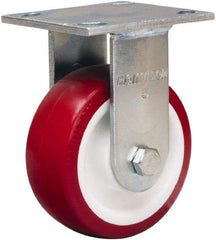 Hamilton - 5" Diam x 2" Wide x 7" OAH Top Plate Mount Rigid Caster - Polyurethane Mold on Polypropylene, 600 Lb Capacity, Straight Roller Bearing, 4 x 4-1/2" Plate - Americas Industrial Supply