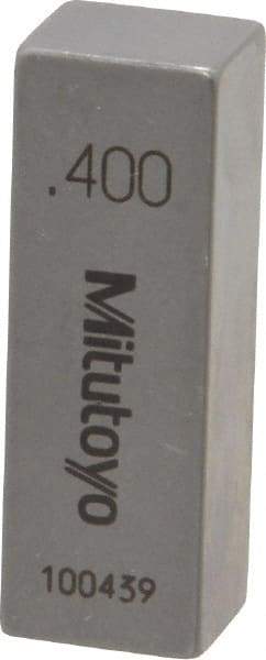 Mitutoyo - 0.4" Rectangular Steel Gage Block - Accuracy Grade AS-1, Includes Certificate of Inspection - Americas Industrial Supply
