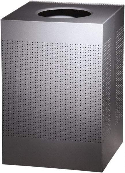 Rubbermaid - 40 Gal Silver Square Decorative Waste Receptacle With Top - Steel, 30" High x 476.25mm Long x 476.25mm Wide - Americas Industrial Supply