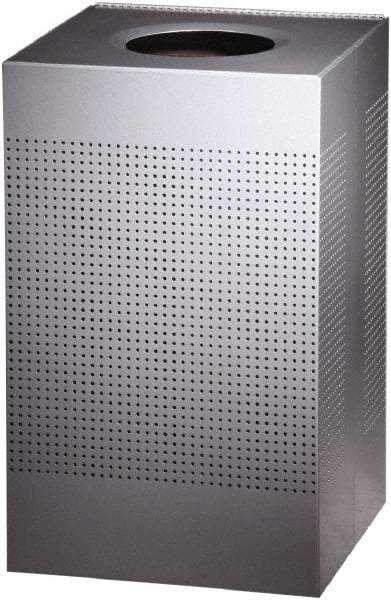 Rubbermaid - 20 Gal Silver Square Decorative Waste Receptacle With Top - Steel, 30" High x 476.25mm Long x 476.25mm Wide - Americas Industrial Supply