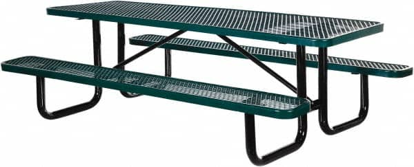 Vestil - 96" Long x 61-5/8" Wide x 30.38" High Stationary Activity/Utility Table without Back Rests - Green, Steel - Americas Industrial Supply