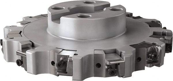 Seco - Shell Mount Connection, 1.024" Cutting Width, 2.209" Depth of Cut, 8" Cutter Diam, 1-1/2" Hole Diam, 6 Tooth Indexable Slotting Cutter - R335.25 Toolholder, XNHQ, LNHQ Insert, Right Hand Cutting Direction - Americas Industrial Supply