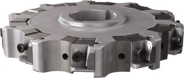 Seco - Arbor Hole Connection, 0.63" Cutting Width, 1.98" Depth of Cut, 160mm Cutter Diam, 1.5748" Hole Diam, 10 Tooth Indexable Slotting Cutter - 335.25 Toolholder, XNHQ, LNHQ Insert, Right Hand Cutting Direction - Americas Industrial Supply