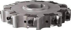 Seco - Arbor Hole Connection, 0.63" Cutting Width, 1.98" Depth of Cut, 160mm Cutter Diam, 1.5748" Hole Diam, 10 Tooth Indexable Slotting Cutter - 335.25 Toolholder, XNHQ, LNHQ Insert, Right Hand Cutting Direction - Americas Industrial Supply
