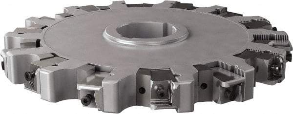 Seco - Arbor Hole Connection, 1.26" Cutting Width, 3.476" Depth of Cut, 250mm Cutter Diam, 1.9685" Hole Diam, 7 Tooth Indexable Slotting Cutter - 335.25 Toolholder, XNHQ, LNHQ Insert, Right Hand Cutting Direction - Americas Industrial Supply