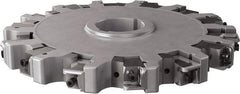Seco - Arbor Hole Connection, 1.26" Cutting Width, 3.476" Depth of Cut, 250mm Cutter Diam, 1.9685" Hole Diam, 7 Tooth Indexable Slotting Cutter - 335.25 Toolholder, XNHQ, LNHQ Insert, Right Hand Cutting Direction - Americas Industrial Supply