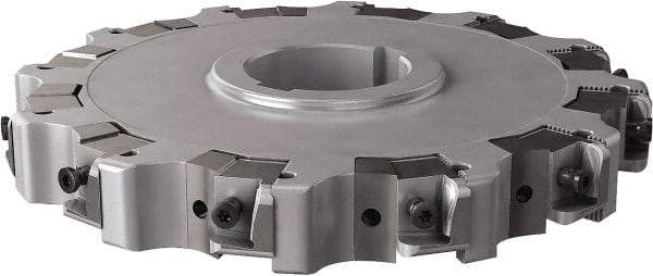 Seco - Arbor Hole Connection, 0.63" Cutting Width, 2.492" Depth of Cut, 200mm Cutter Diam, 1.9685" Hole Diam, 12 Tooth Indexable Slotting Cutter - 335.25 Toolholder, XNHQ, LNHQ Insert, Right Hand Cutting Direction - Americas Industrial Supply