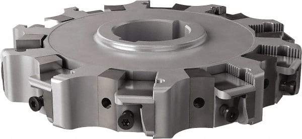 Seco - Arbor Hole Connection, 0.63" Cutting Width, 1.98" Depth of Cut, 160mm Cutter Diam, 1.5748" Hole Diam, 10 Tooth Indexable Slotting Cutter - 335.25 Toolholder, XNHQ, LNHQ Insert, Right Hand Cutting Direction - Americas Industrial Supply