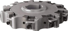 Seco - Arbor Hole Connection, 0.63" Cutting Width, 1.98" Depth of Cut, 160mm Cutter Diam, 1.5748" Hole Diam, 10 Tooth Indexable Slotting Cutter - 335.25 Toolholder, XNHQ, LNHQ Insert, Right Hand Cutting Direction - Americas Industrial Supply