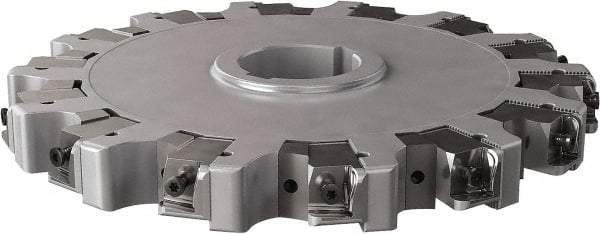 Seco - Arbor Hole Connection, 0.63" Cutting Width, 3.413" Depth of Cut, 10" Cutter Diam, 2" Hole Diam, 14 Tooth Indexable Slotting Cutter - 335.25 Toolholder, XNHQ, LNHQ Insert, Right Hand Cutting Direction - Americas Industrial Supply