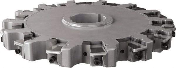 Seco - Arbor Hole Connection, 0.63" Cutting Width, 3.476" Depth of Cut, 250mm Cutter Diam, 1.9685" Hole Diam, 14 Tooth Indexable Slotting Cutter - 335.25 Toolholder, XNHQ, LNHQ Insert, Right Hand Cutting Direction - Americas Industrial Supply