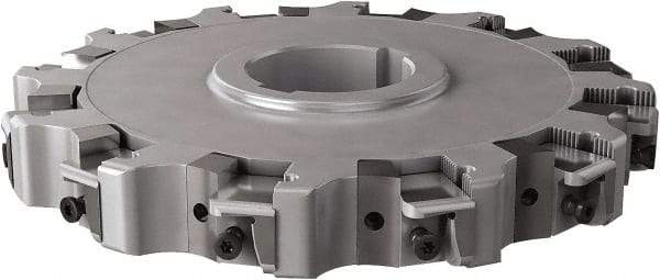 Seco - Arbor Hole Connection, 0.63" Cutting Width, 2.492" Depth of Cut, 200mm Cutter Diam, 1.9685" Hole Diam, 12 Tooth Indexable Slotting Cutter - 335.25 Toolholder, XNHQ, LNHQ Insert, Right Hand Cutting Direction - Americas Industrial Supply