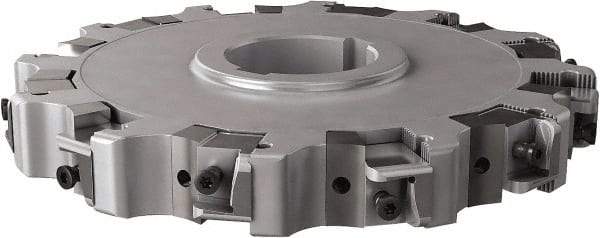 Seco - Arbor Hole Connection, 1.26" Cutting Width, 2.413" Depth of Cut, 8" Cutter Diam, 2" Hole Diam, 6 Tooth Indexable Slotting Cutter - 335.25 Toolholder, XNHQ, LNHQ Insert, Right Hand Cutting Direction - Americas Industrial Supply