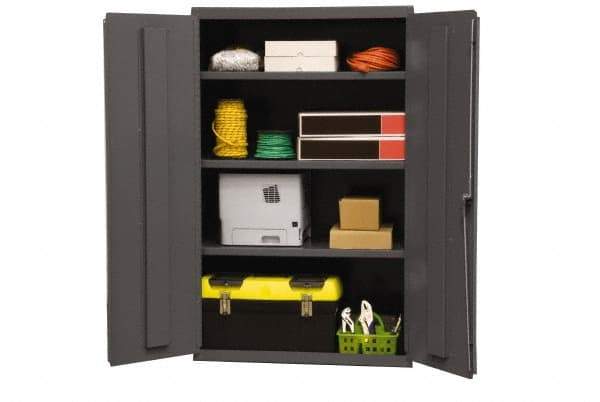 Durham - 3 Shelf Locking Storage Cabinet - Steel, 36" Wide x 18" Deep x 60" High, Gray - Americas Industrial Supply