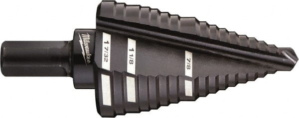 Milwaukee Tool - 13 Hole Sizes, 7/8 to 1-7/32" Hole Diam High Speed Steel Step Drill Bit - Americas Industrial Supply